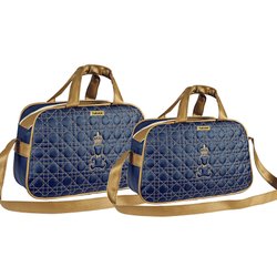 Kit Bolsa Ursinho Imperial Marinho com Dourado G e M Kit Bolsa Ursinho Imperial Marinho com Dourado G e M
