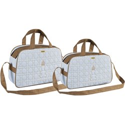 Kit Bolsa Ursinho Imperial Azul com Marrom G e M Kit Bolsa Ursinho Imperial Azul com Marrom G e M