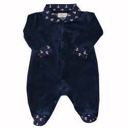 Macacão de Bebê Menino Basic Âncora Marinho Plush Macacão de Bebê Menino Basic Âncora Marinho Plush