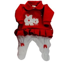 Macacão de Bebê Gatinha Vermelho Plush Macacão de Bebê Gatinha Vermelho Plush