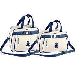 Kit Bolsa Ursinho Imperial Palha com Marinho G e M Kit Bolsa Ursinho Imperial Palha com Marinho G e M