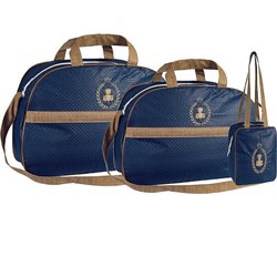Conjunto de Bolsas Maternidade Basic Marinho com Marrom 3 Peças Conjunto de Bolsas Maternidade Basic Marinho com Marrom 3 Peças