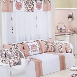 Kit Cama Babá Princesa Enxoval Bebê Menina Branco - Salmon - Floral Kit Cama Babá Princesa Enxoval Bebê Menina Branco - Salmon - Floral