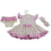 Vestido de Bebê Poli Rosa 03 Peças