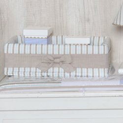 Cesta Decorada Davi Azul Listrado Cesta Decorada Davi Azul Listrado