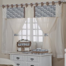 Cortina Quarto de Bebê Davi Azul com Palha 5 Peças Cortina Quarto de Bebê Davi Azul com Palha 5 Peças