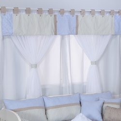 Cortina Quarto de Bebê Davi Azul Listrado 5 Peças Cortina Quarto de Bebê Davi Azul Listrado 5 Peças