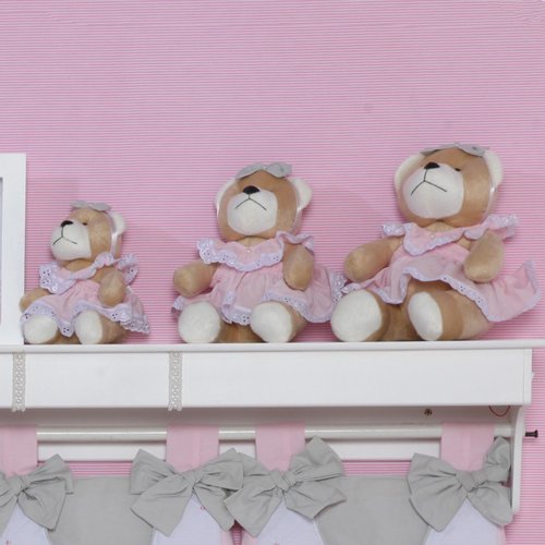 Ursinhas de Bebê Gabi Rosa 3 Peças
