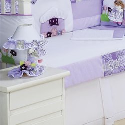Abajur Quarto Enxoval Bebê Menina Melissa Branco - Lilás Abajur Quarto Enxoval Bebê Menina Melissa Branco - Lilás