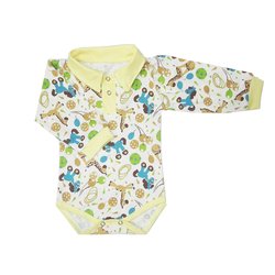 Body de Bebê Manga Longa Bichos Amarelo Body de Bebê Manga Longa Bichos Amarelo