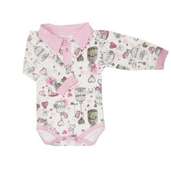 Body Bebê Manga Longa Gaiolinha Rosa Body Bebê Manga Longa Gaiolinha Rosa