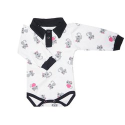 Body Bebê Manga Longa Gatinha Branco Body Bebê Manga Longa Gatinha Branco