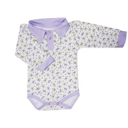 Body Bebê Manga Longa Flores Lilás Body Bebê Manga Longa Flores Lilás
