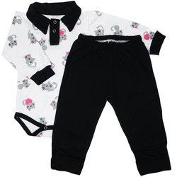 Conjunto Bebê Body e Mijão Gatinha Branco Conjunto Bebê Body e Mijão Gatinha Branco