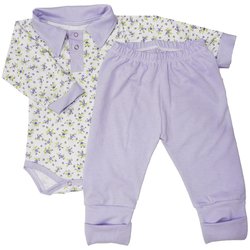 Conjunto Bebê Body e Mijão Flores Lilás Conjunto Bebê Body e Mijão Flores Lilás