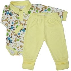 Conjunto Bebê Body e Mijão Bichos Amarelo Conjunto Bebê Body e Mijão Bichos Amarelo