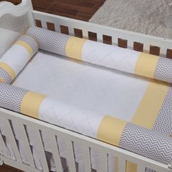 Kit Berço Rolinho Chevron Noblesse Amarelo Kit Berço Rolinho Chevron Noblesse Amarelo