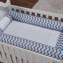 Kit Berço Rolinho Chevron Zig Zag Azul Kit Berço Rolinho Chevron Zig Zag Azul