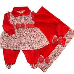Saída de Maternidade Florzinha Vermelha Plush Saída de Maternidade Florzinha Vermelha Plush