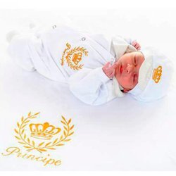 Saída de Maternidade Príncipe Branco com Dourado Saída de Maternidade Príncipe Branco com Dourado
