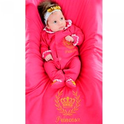 Saída Maternidade Princesa Pink com Dourado Saída Maternidade Princesa Pink com Dourado
