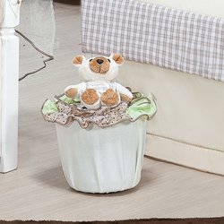 Lixeira Quarto Enxoval Bebê Menino Urso Palha - Verde Lixeira Quarto Enxoval Bebê Menino Urso Palha - Verde
