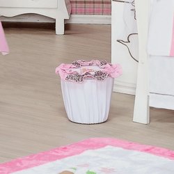 Lixeira Patricinha Branco e Rosa Lixeira Patricinha Branco e Rosa