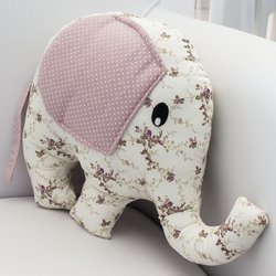 Almofada Elefante Nervura Floral Rosê Almofada Elefante Nervura Floral Rosê