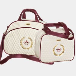 Kit Bolsa Maternidade Puppi Coroa Palha e Bordô M e P Kit Bolsa Maternidade Puppi Coroa Palha e Bordô M e P