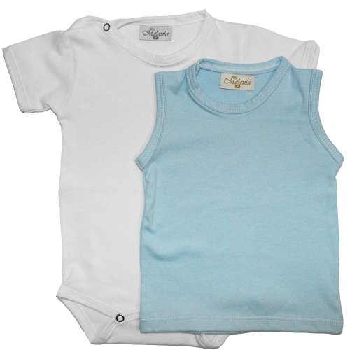 Kit Body de Bebê + Camiseta de Bebê Branco e Azul