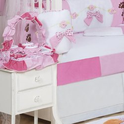 Cesta Decorada Quarto Bebê Menina Mamãe Ursa Rosa Cesta Decorada Quarto Bebê Menina Mamãe Ursa Rosa