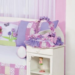 Cesta Decorada Quarto Enxoval Bebê Menina Flor Tulipa Rosa-Lilás Cesta Decorada Quarto Enxoval Bebê Menina Flor Tulipa Rosa-Lilás