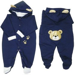 Macacão Manga Longa Urso Marinho Capuz Macacão Manga Longa Urso Marinho Capuz