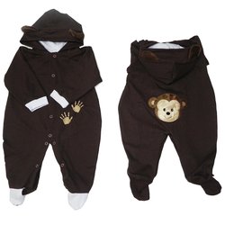 Macacão Manga Longa Macaquinho Marrom Capuz Macacão Manga Longa Macaquinho Marrom Capuz
