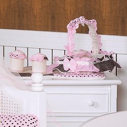 Cesta Decorada Quarto Enxoval Bebê Menina Ursa Florista Rosa Cesta Decorada Quarto Enxoval Bebê Menina Ursa Florista Rosa