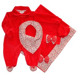 Saída de Maternidade Baby Florzinha Vermelha Plush Saída de Maternidade Baby Florzinha Vermelha Plush