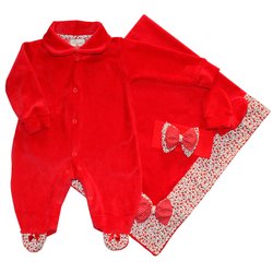 Saída de Maternidade Basic Florzinha Vermelha Plush Saída de Maternidade Basic Florzinha Vermelha Plush