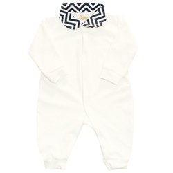 Macacão Manga Longa Basic Branco com Chevron Marinho Plush Macacão Manga Longa Basic Branco com Chevron Marinho Plush