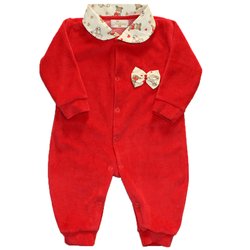 Macacão Manga Longa Ursinha Lacinho Vermelho Plush Macacão Manga Longa Ursinha Lacinho Vermelho Plush