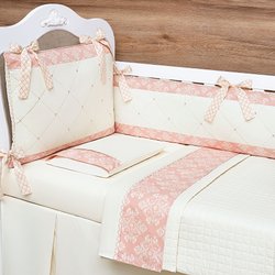 Kit Berço Amore Rosê 9 Peças 100% Algodão Kit Berço Amore Rosê 9 Peças 100% Algodão