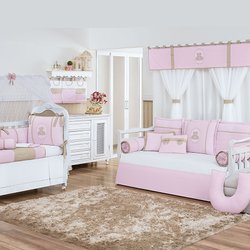 Quarto de Bebê Completo Adria Rosa 100% Algodão 28 Peças Quarto de Bebê Completo Adria Rosa 100% Algodão 28 Peças
