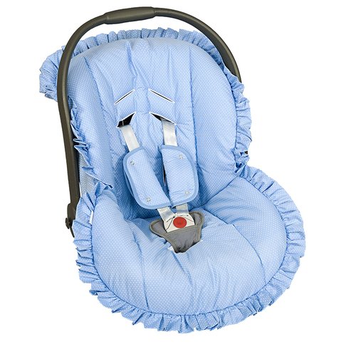 Capa Bebê Conforto Poá Azul 3 Peças