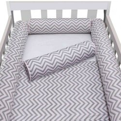 Kit Berço Rolinho Chevron Rosa 100% Algodão 4 Peças Kit Berço Rolinho Chevron Rosa 100% Algodão 4 Peças