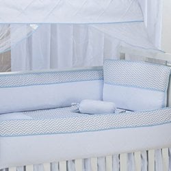 Kit Berço Classic Chevron Azul 100% Algodão 10 Peças Kit Berço Classic Chevron Azul 100% Algodão 10 Peças