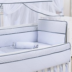 Kit Berço Classic Chevron Marinho 100% Algodão 10 Peças Kit Berço Classic Chevron Marinho 100% Algodão 10 Peças