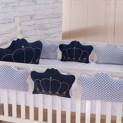 Kit Berço Almofadinha Coroa Real Marinho 8 Peças Kit Berço Almofadinha Coroa Real Marinho 8 Peças