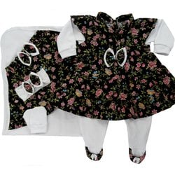Saída de Maternidade Lara Floral Preto Saída de Maternidade Lara Floral Preto