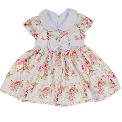 Vestido de Bebê Madame Floral Azul Vestido de Bebê Madame Floral Azul