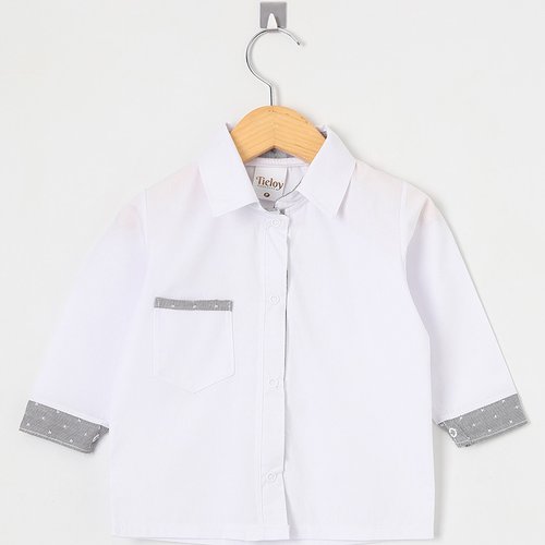Camisa Infantil Casual Branco Manga Longa