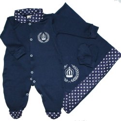 Saída de Maternidade Baby Coroa Marinho 3 Peças Saída de Maternidade Baby Coroa Marinho 3 Peças